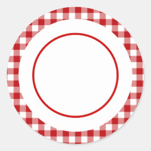 Valentine's Day, Red Plaid Classic Round Sticker