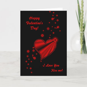 Valentine's Day -Red Rainbow heart on black Holiday Card