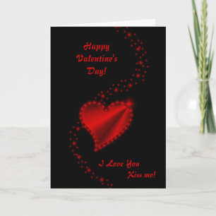 Valentine's Day -Red Rainbow heart on black Holiday Card