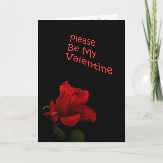Valentine's Day Red Rose Holiday Card (Front)