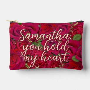 Valentine's Day Red Roses Custom Message  Accessory Pouch