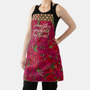 Valentine's Day Red Roses Custom Message Apron