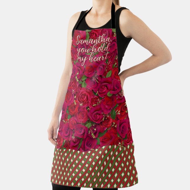 Valentine's Day Red Roses Custom Message  Apron (Insitu)
