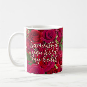 Valentine's Day Red Roses Custom Message  Coffee Mug