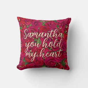 Valentine's Day Red Roses Custom Message  Cushion
