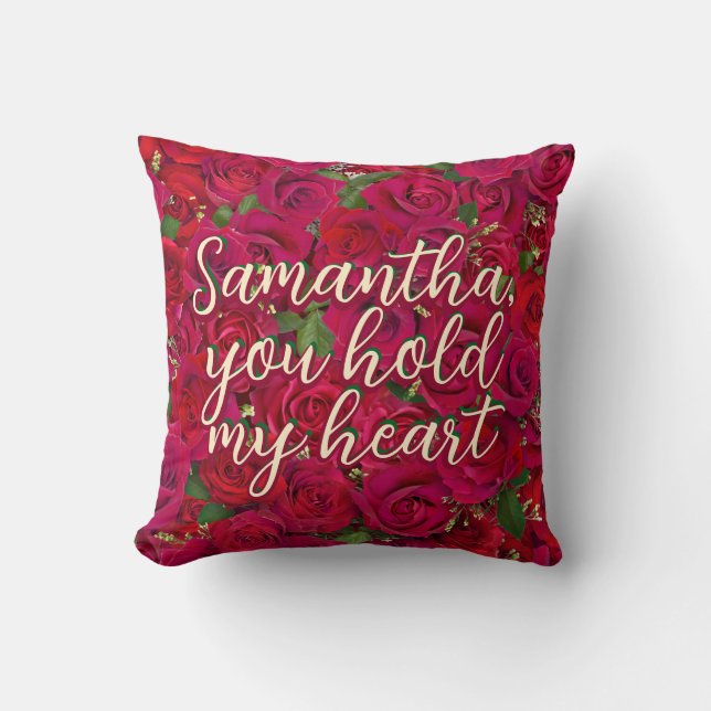 Valentine's Day Red Roses Custom Message  Cushion (Front)