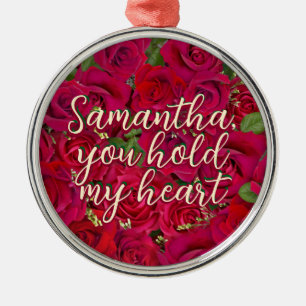 Valentine's Day Red Roses Custom Message Metal Tree Decoration