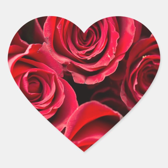 Valentine's Day Red Roses Heart Sticker (Front)