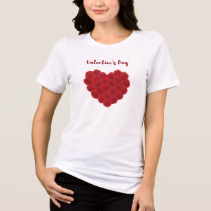 Valentine's Day Red Roses Heart T-Shirt Tri-Blend Shirt