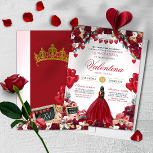 Valentine's Day Red Roses Sweet 15 Quinceanera Invitation