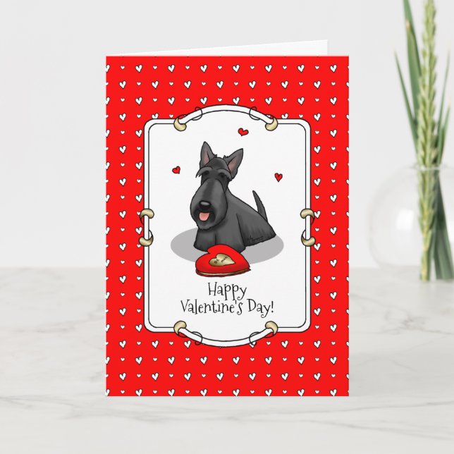 Valentine's Day (red) Scottie Dog (black) Cute Card (Front)
