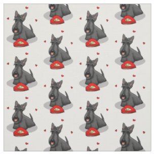 Valentine's Day (red) Scottie Dog (black) Cute Fabric