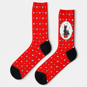 Valentine's Day (red) Scottie Dog (black) Cute Socks