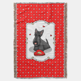 Valentine's Day (red) Scottie Dog (black) Cute Throw Blanket