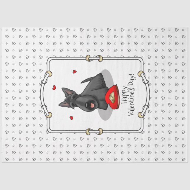 Valentine's Day (red) Scottie Dog (black) Cute Tissue Paper (Front)