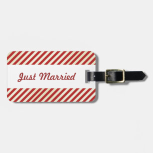 Valentines Day Red Stripes travel luggage tag