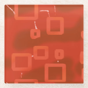 Valentine's Day Red Whimsical Geometric Abstract Glass Coaster