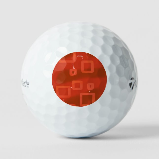 Valentine's Day Red Whimsical Geometric Abstract Golf Balls (Front)