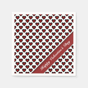 Valentine's Day Red & White Heart Pattern Napkins
