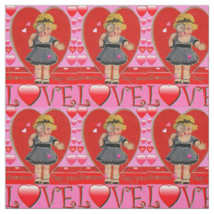 Valentine's Day Retro Art Fabric - Cotton & Linen