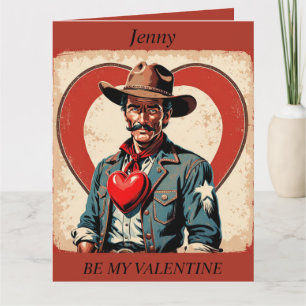 VALENTINE'S DAY Retro Cowboy editable Card