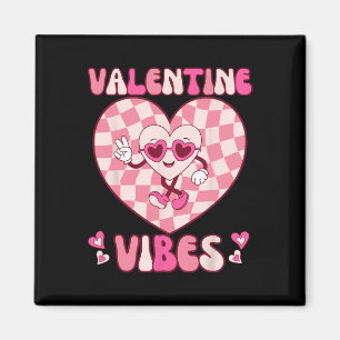 Valentines Day Retro Groovy Valentine Vibes Tees Magnet