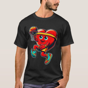 Valentine's Day Retro Heart Basketball Player Slam T-Shirt