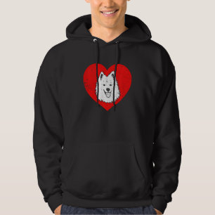 Valentines Day Retro Hearts American Eskimo Dog Pu Hoodie