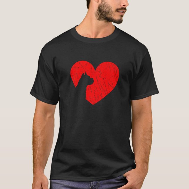 Valentines Day Retro Hearts Boxer Dog Puppy Lover T-Shirt (Front)