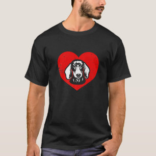 Valentines Day Retro Hearts Dachshund Dog Puppy Lo T-Shirt