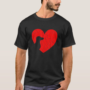 Valentines Day Retro Hearts Dachshund Dog Puppy Lo T-Shirt