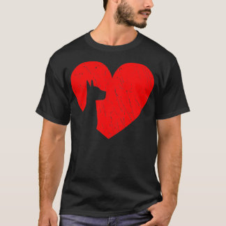 Valentines Day Retro Hearts Dane Dog Puppy Lover  T-Shirt