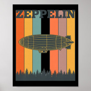 Valentine's Day Retro Zeppelin Vintage Airship 70s Poster