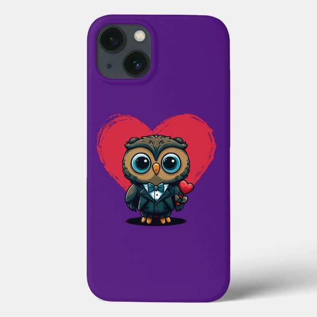 Valentine's Day Romance with Adorable Owl Groom Case-Mate iPhone Case (Back)