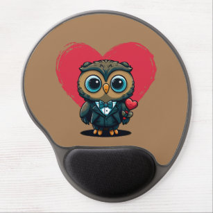 Valentine's Day Romance with Adorable Owl Groom Gel Mouse Mat