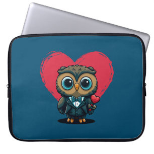 Valentine's Day Romance with Adorable Owl Groom Laptop Sleeve