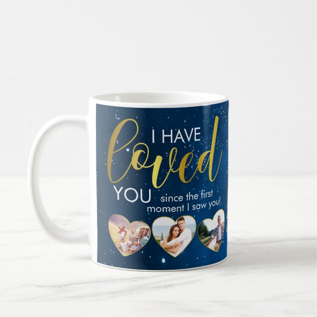 Valentines Day Romantic Loved Heart Photo Collage  Coffee Mug (Left)