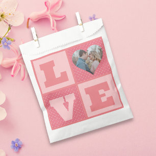 Valentine's Day Romantic Pink Love Heart Photo Favour Bags
