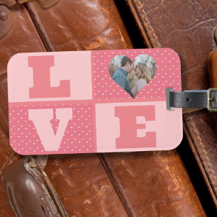 Valentine's Day Romantic Pink Love Heart Photo Luggage Tag