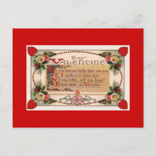 Valentine's Day Romantic Poem Postcard