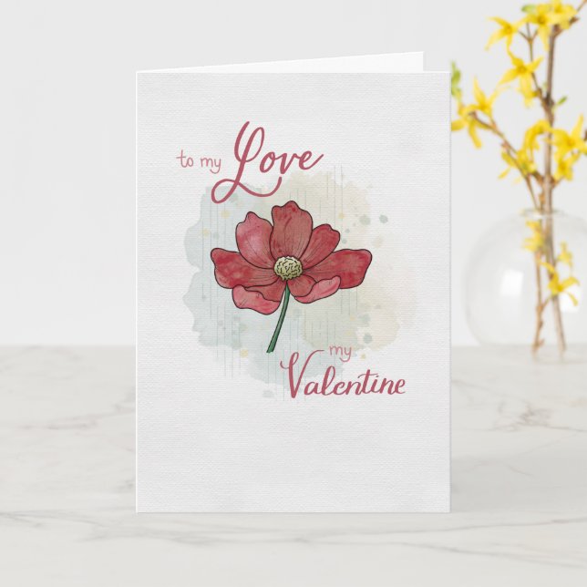 Valentine's Day Romantic to my Love my Valentine  Card (Yellow Flower)