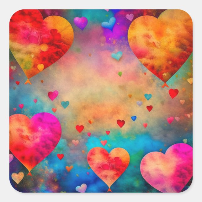 Valentine's Day Romantic Vintage Hearts Square Sticker (Front)