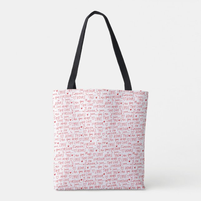 Valentines Day Romantic Words Tote Bag (Back)