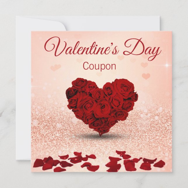 Valentine's Day Rose Heart Bouquet - Coupon Card (Front)