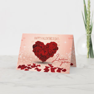 Valentine's Day Rose Heart Bouquet - Greeting Card