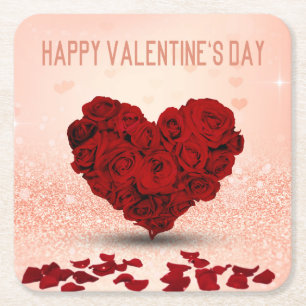 Valentine's Day Rose Heart Bouquet - Paper Coaster