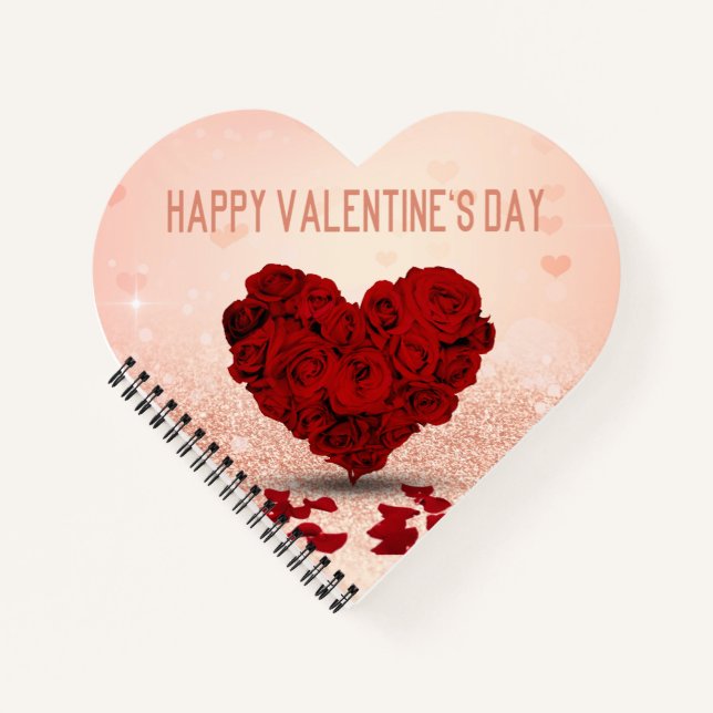 Valentine's Day Rose Heart Bouquet Spiral Notebook (Front)