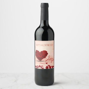 Valentine's Day Rose Heart Bouquet - Wine Label