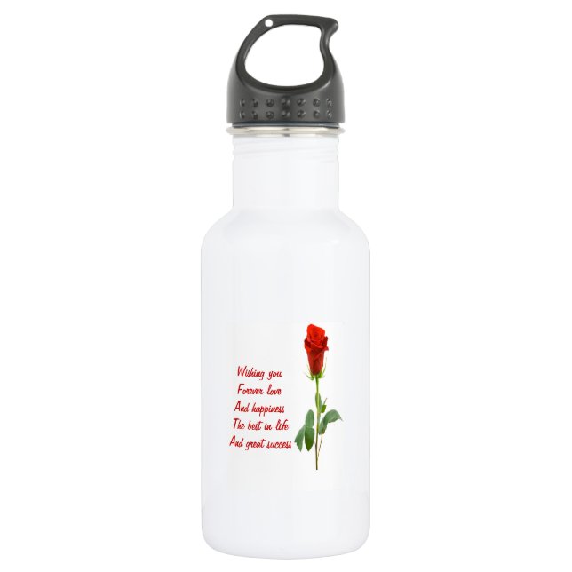 valentine's day rose poem 532 ml water bottle (Front)