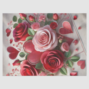 Valentines' Day Roses and Hearts Tissue Paper
